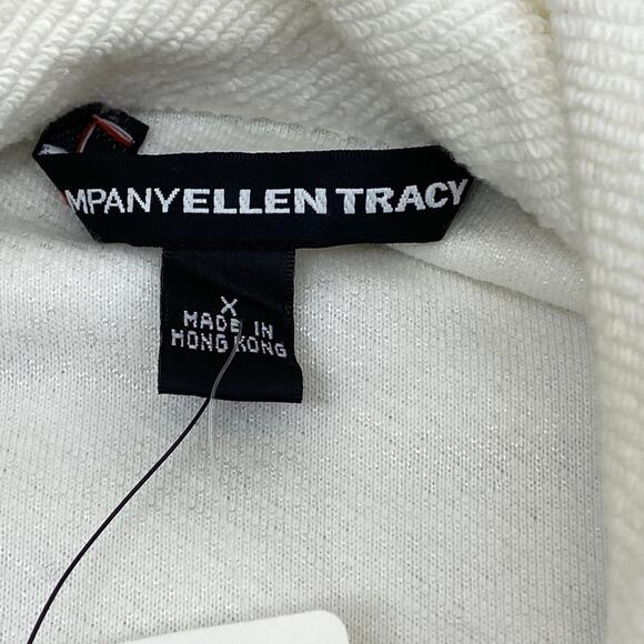 Company Ellen Tracy Snap Close White Knit Sweater Jacket Coat NWT Draw String XL - Picture 14 of 15